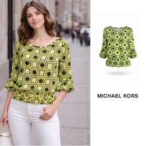 Michael Kors lime Green Diamond Print blouse